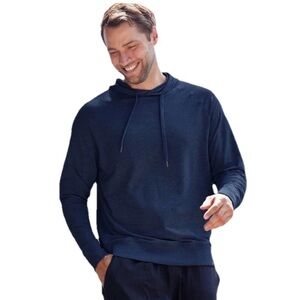 Tasc Performance Varsity Hooded Sweatshirt Mens M L Blue Bamboo Terry Hoodie